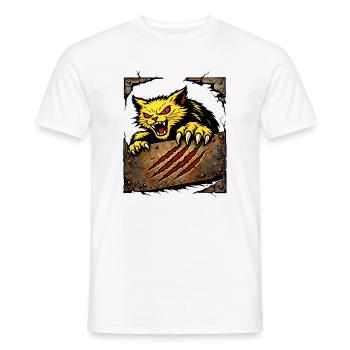 Illustration de l’attaque griffude du chat féroce - T-shirt homme - blanc - Devant - AI Model Male 178 dark (178cm)