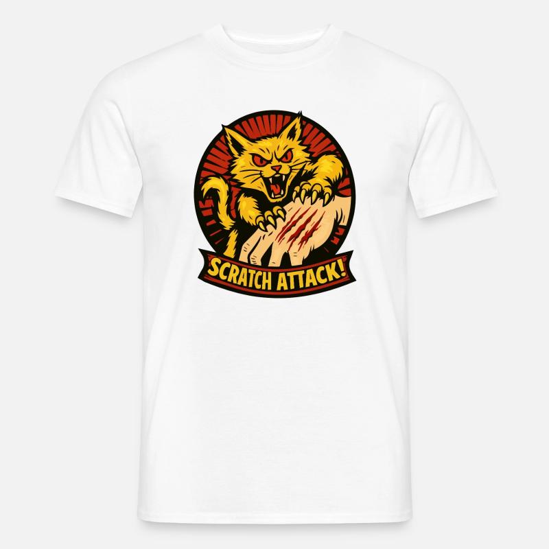 Scratch Attack Wütende Katzenklauen-Design - Männer T-Shirt - Weiß