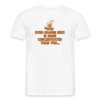 Orange Juice Concentration Funny Saying - Men's T-Shirt - white - Front - AI Model Male 178 dark (178cm)