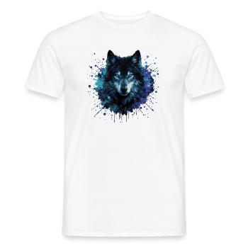 Wolf Watercolor – Color Splash - Men's T-Shirt - white - Front - AI Model Male 178 dark (178cm)