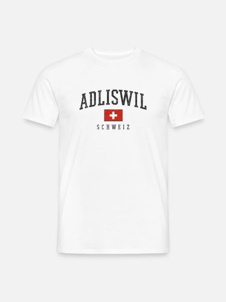 Adliswil Schweiz Logo mit Schweizer Flagge - Männer T-Shirt - Weiß