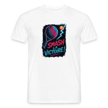Smash the victory! Padel - Men's T-Shirt - white - Front - AI Model Male 178 dark (178cm)