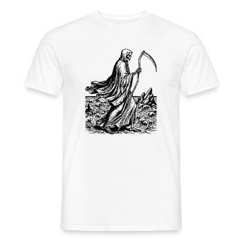 Grim reaper with scythe at the sea  - Men's T-Shirt - white - Front - AI Model Male 178 dark (178cm)