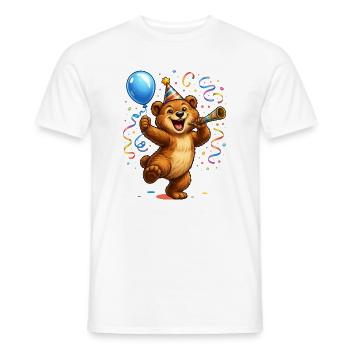 Funny Carnival Bear – Happy Party Motif - Men's T-Shirt - white - Front - AI Model Male 178 dark (178cm)