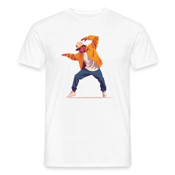 Motif de danse Personne en Breakdance Pose Dancer - T-shirt homme - blanc - Devant - AI Model Male 178 dark (178cm)