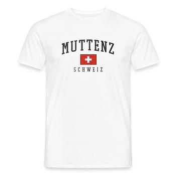 Emblème du drapeau suisse de Muttentz - T-shirt homme - blanc - Devant - AI Model Male 178 dark (178cm)