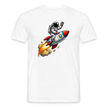 Dessin animé astronaute sur fusée - T-shirt homme - blanc - Devant - AI Model Male 178 dark (178cm)