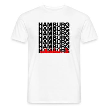 HAMBURG SKYLINE, HAMBURGLIEBE HAFENPANORAMA - Männer T-Shirt - Weiß - Vorne - AI Model Male 178 dark (178cm)
