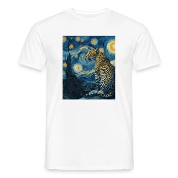 Léopard Van Gogh - T-shirt homme - blanc - Devant - AI Model Male 178 dark (178cm)