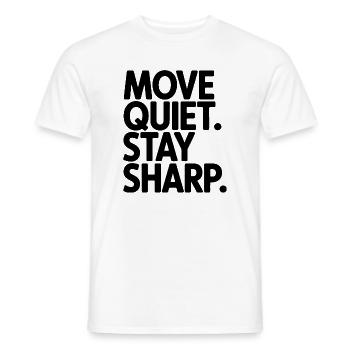 Move Quiet. Stay Sharp. - Men's T-Shirt - white - Front - AI Model Male 178 dark (178cm)