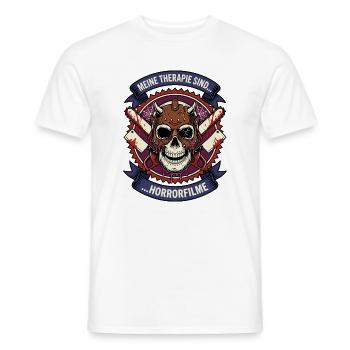 My Therapy: Horror Movies - Men's T-Shirt - white - Front - AI Model Male 178 dark (178cm)