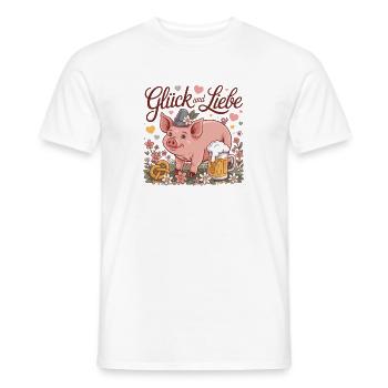 Glück und Liebe Schwein mit Bier - Männer T-Shirt - Weiß - Vorne - AI Model Male 178 dark (178cm)