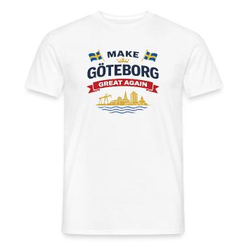 Silhouette de Göteborg avec drapeaux suédois - T-shirt homme - blanc - Devant - AI Model Male 178 dark (178cm)