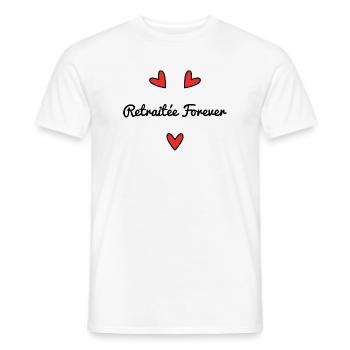 RETRAITEE. RETRAITE. BONNE RETRAITE. ANNIVERSAIRE. - T-shirt homme - blanc - Devant - AI Model Male 178 dark (178cm)