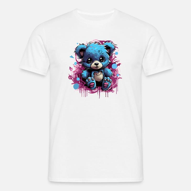 Blue Cuddly Bear Graffiti Pop - Men's T-Shirt - white