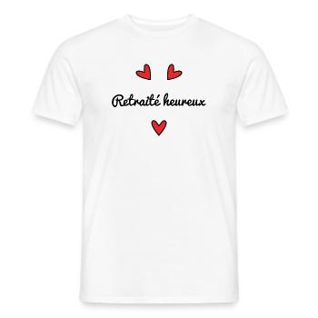 RETRAITE. RETRAITEE. BONNE RETRAITE. ANNIVERSAIRE. - T-shirt homme - blanc - Devant - AI Model Male 178 dark (178cm)