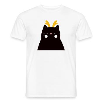 Schwarze Katze mit goldenen Geweihen - Männer T-Shirt - Weiß - Vorne - AI Model Male 178 dark (178cm)