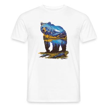 Wander Bear Mountains Lake Retro Nature Design - Men's T-Shirt - white - Front - AI Model Male 178 dark (178cm)