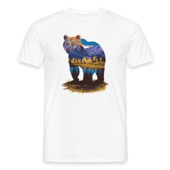 Wander Bear Mountains Lake Retro Nature Design - Men's T-Shirt - white - Front - AI Model Male 178 dark (178cm)