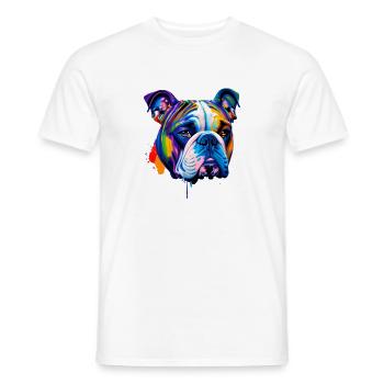 English Bulldog Dog Colorful Pop Art Portrait - Men's T-Shirt - white - Front - AI Model Male 178 dark (178cm)