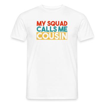 Mon escouade m’appelle cousin Typographie rétro colorée - T-shirt homme - blanc - Devant - AI Model Male 178 dark (178cm)