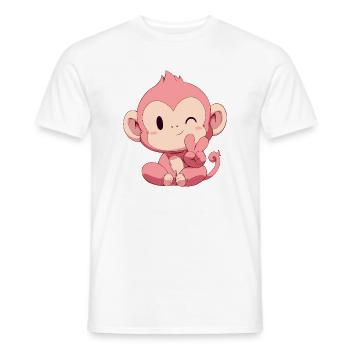 Petit Singe Rose Paix - T-shirt homme - blanc - Devant - AI Model Male 178 dark (178cm)