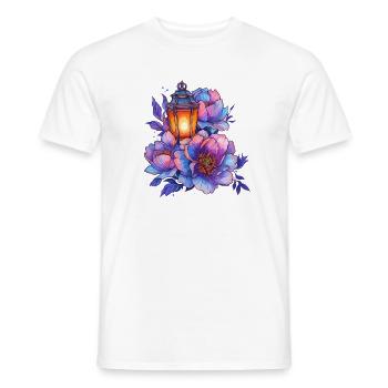 Lumière de lanterne devant des pivoines colorées - T-shirt homme - blanc - Devant - AI Model Male 178 dark (178cm)