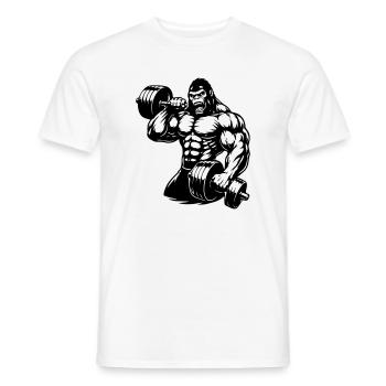 Muscular gorilla doing bodybuilding - Men's T-Shirt - white - Front - AI Model Male 178 dark (178cm)