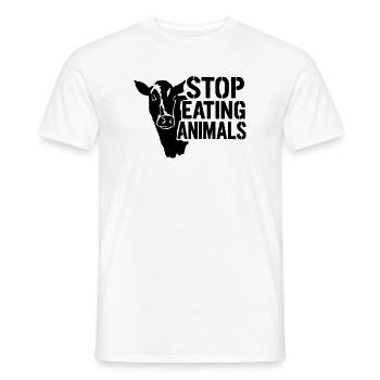 Cow Silhouette Stop Eating Animals - Men's T-Shirt - white - Front - AI Model Male 178 dark (178cm)