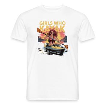 Meisjes die Kajakken Heaven Cadeau Ontwerp - Heren T-shirt - wit - Voor - AI Model Male 178 dark (178cm)