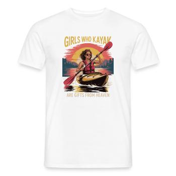 Girls Who Kayak Heaven gavedesign - Mænd T-shirt - hvid - Foran - AI Model Male 178 dark (178cm)