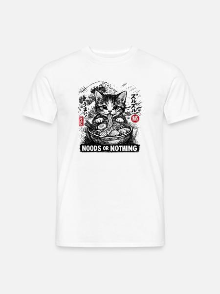 Katzen ramen: Noods or Nothing - Men's T-Shirt - white
