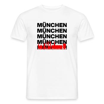 MÜNCHEN SKYLINE MUNICH ROTE STADT SERVUS - Männer T-Shirt - Weiß - Vorne - AI Model Male 178 dark (178cm)