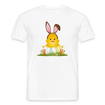 Cute Easter chick with bunny ears & Easter eggs - Men's T-Shirt - white - Front - AI Model Male 178 dark (178cm)