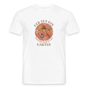 Der tut nix – Der will nur in den Garten - Männer T-Shirt - Weiß - Vorne - AI Model Male 178 dark (178cm)