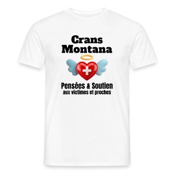 Suisse, je suis Suisse, Crans-Montana - T-shirt homme - blanc - Devant - AI Model Male 178 dark (178cm)