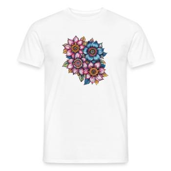 Motif de fleurs en tourbillon de fleurs - T-shirt homme - blanc - Devant - AI Model Male 178 dark (178cm)
