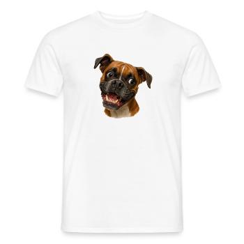 Boxer Grin Portrait Print - Men's T-Shirt - white - Front - AI Model Male 178 dark (178cm)