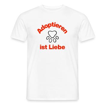 ADOPTING IS LOVE, HEART & PAW! DOG AND CAT - Men's T-Shirt - white - Front - AI Model Male 178 dark (178cm)