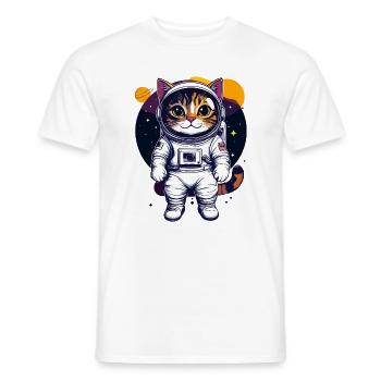 Coole Weltraumkatze Katzenastronaut Katzen Design - Männer T-Shirt - Weiß - Vorne - AI Model Male 178 dark (178cm)