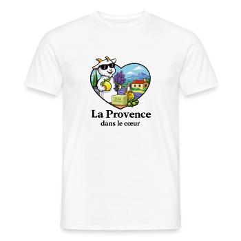 La Provence dans le Cœur Chèvre Lavande Sud France - T-shirt homme - blanc - Devant - AI Model Male 178 dark (178cm)