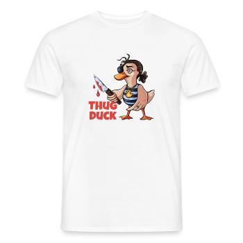 Mème du canard voyou tenant un couteau - T-shirt homme - blanc - Devant - AI Model Male 178 dark (178cm)