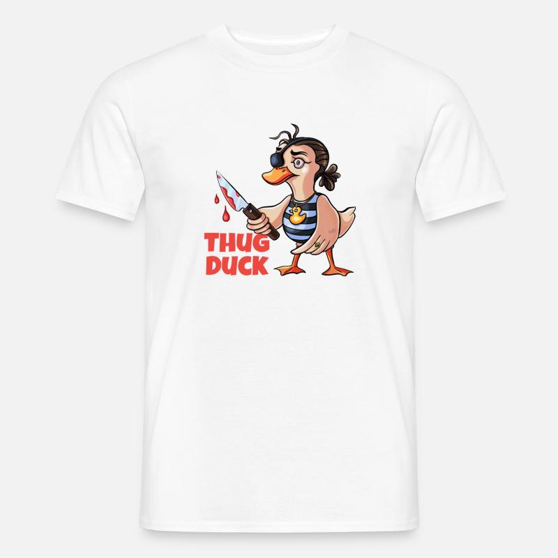 Thug Duck hält ein Messer-Meme - Männer T-Shirt - Weiß