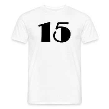 15. 15 ANS. 15e ANNIVERSAIRE. ANNIVERSAIRE 15 ANS. - T-shirt homme - blanc - Devant - AI Model Male 178 dark (178cm)