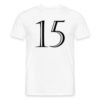 15. 15 YEARS. 15th ANNIVERSARY. 15 YEAR ANNIVERSARY. - Men's T-Shirt - white - Front - AI Model Male 178 dark (178cm)