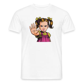 Arrêtez ! Dessin animé de la Fille en colère - T-shirt homme - blanc - Devant - AI Model Male 178 dark (178cm)