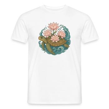 Lotus-Schildkröte auf den Wellen des Ozeans - Männer T-Shirt - Weiß - Vorne - AI Model Male 178 dark (178cm)