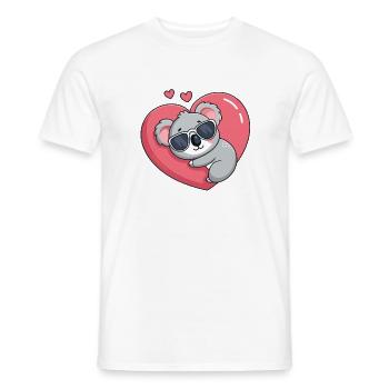 Koala Resting Pink Heart Glasses - Men's T-Shirt - white - Front - AI Model Male 178 dark (178cm)