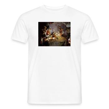 Illuminierte Krippe zwischen Steinen - Männer T-Shirt - Weiß - Vorne - AI Model Male 178 dark (178cm)