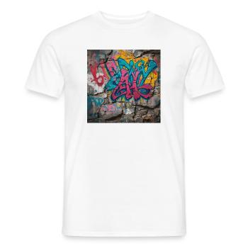 Bunte Graffiti auf Steinwand - Männer T-Shirt - Weiß - Vorne - AI Model Male 178 dark (178cm)